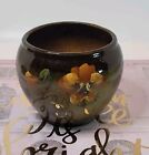 Vtg Owens? Art Pottery Vase Standard Glaze Yellow Flowers 4" Unmarked As Found
