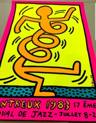 KEITH HARING Montreux Jazz Festival 1983 Original Poster Pink