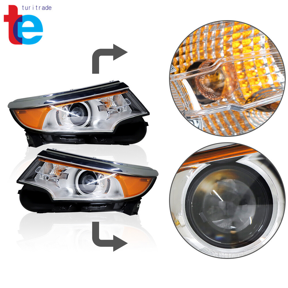 For 20112014 Ford Edge Passenger&Driver Headlights Halogen Chrome