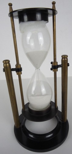 Hourglass Sand Game Timer Brass/Black Metal White Sand India RPG Board Card - Picture 6 of 12
