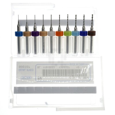 XCAN PCB/Circuit Board Micro Carbide Drill Bit Set, 10-Pieces, 0.3-1.2mm