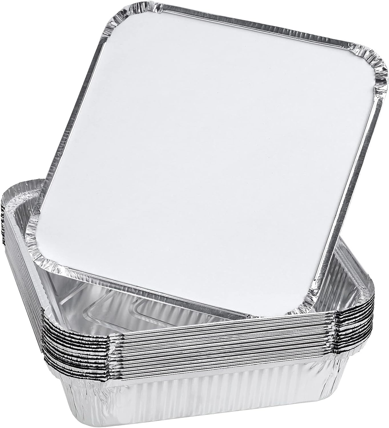 STACKABLES Pack of 15 Square Aluminium Foil Pans 9x9 Foil Trays
