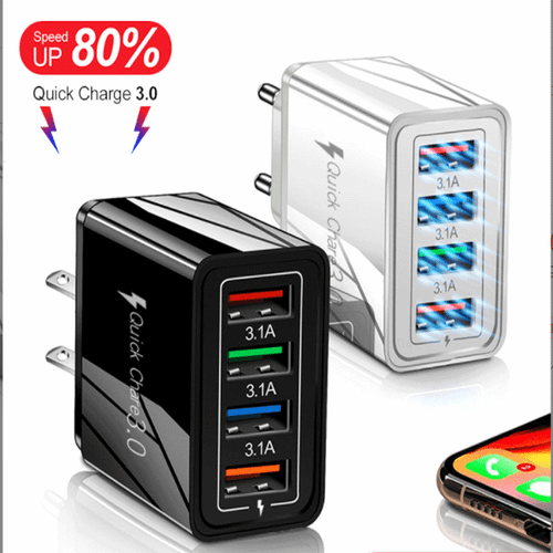4 Port Fast Quick Charge QC 3.0 USB Hub Wall Home Charger Power Adapter Plug - Picture 2 of 16