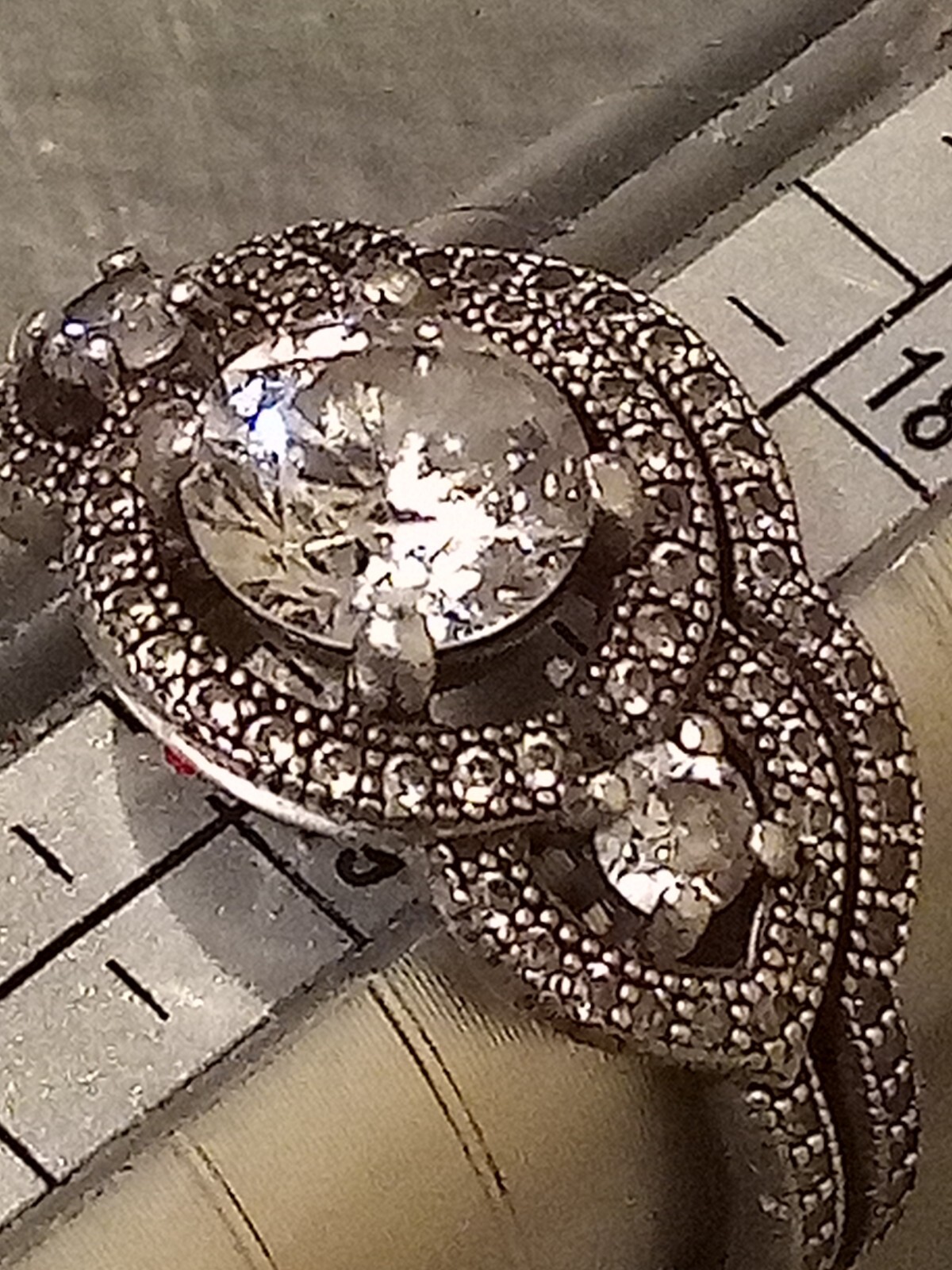 925 Wedding Ring Solid Silver W/Unknown Gemstones… - image 1