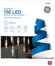 GE StayBright 150 Ct Constant White Mini LED Plug-In Christmas Icicle Lights