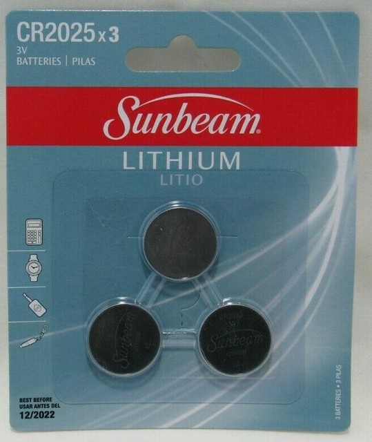 Sunbeam Cr2025 X 3 Button Lithium 3v Batteries 12/22 for sale online eBay