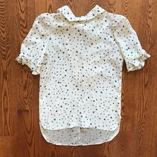 Charlotte Brody Handkerchief Blouse Top Shirt Womens XS Cream Floral Silk Scarf