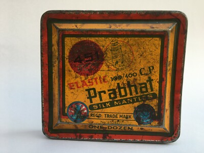 Old Vintage Rare Prabhat Silk Mantles Advertising EHS Tin box Collectible 