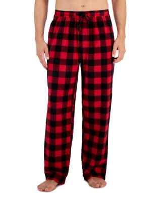 Club Room Men's Fleece Pajama Pant, Red, 2XL