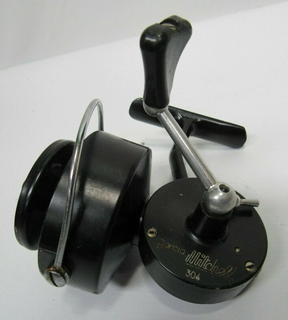 Vintage Garcia Mitchell 304 Spinning Reel France Black