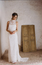 Spell Designs Spell and The Gypsy Edie High Neck Lace Wedding Gown Dress Size M