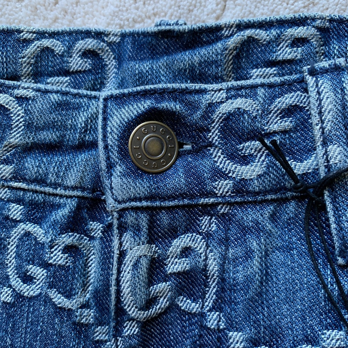 STUNNING sold out GUCCI Men's GG JACQUARD BLUE Cotton Denim STUNNING sold out GUCCI Men's GG JACQUARD BLUE Cotton Denim