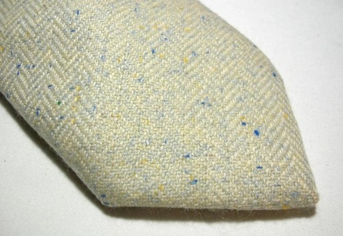 100% CASHMERE HANDMADE Necktie Vintage Necktie Italian Thick Men's Beige 60X3.8" - Picture 2 of 11