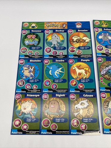 POKEMON 1ST MOVIE CARDS 1999 BURGER KING #3 & 7 MASTER TRAINER SET UNCUT SHEET 9 - Picture 2 of 9