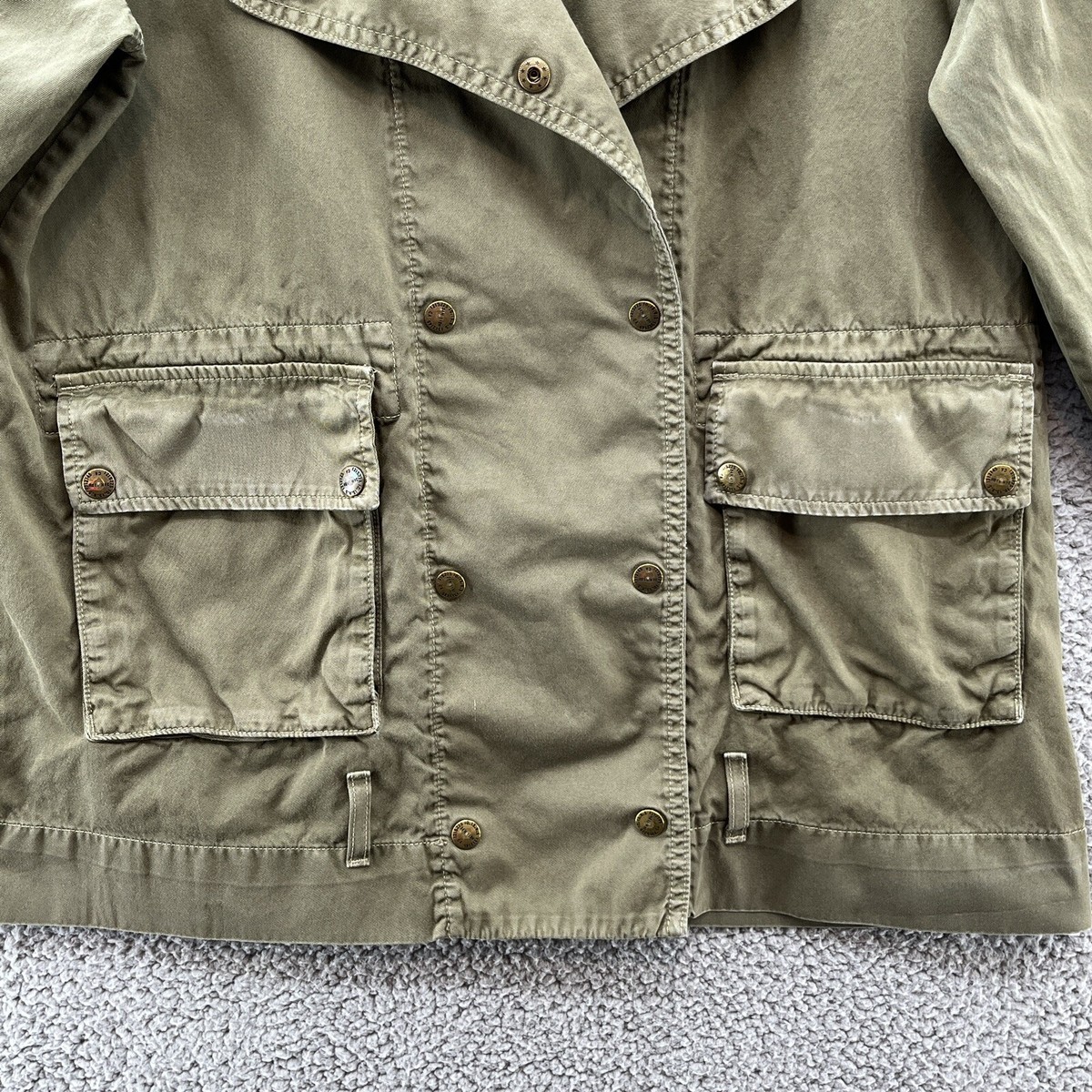 Current Elliott Jacket Womens S Green Cotton Utility Current Elliott Jacket Womens S Green Cotton Utility