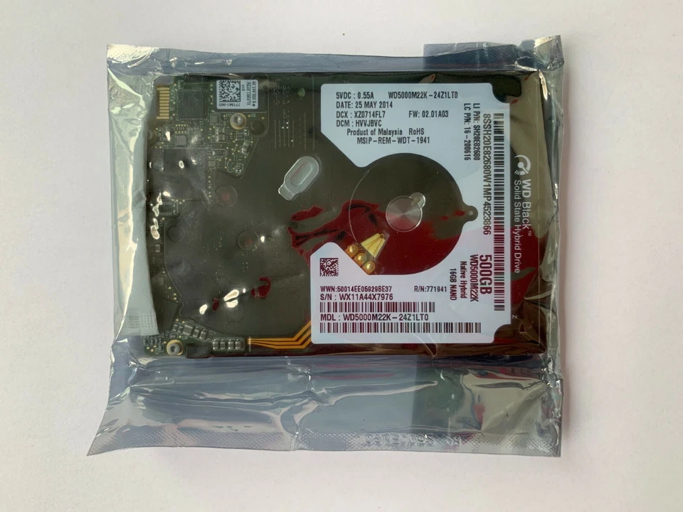 2.5" UltraSlim Tablet 500GB Hybrid Drive 16GB NAND SSHD 5mm WD5000M22K-24Z1LTO. - Image 3 of 4