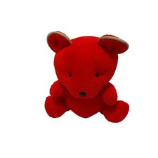 Vintage Red Terrycloth Tan Trim Ears Teddy Bear Rattle 8" Stuffed Animal Plush