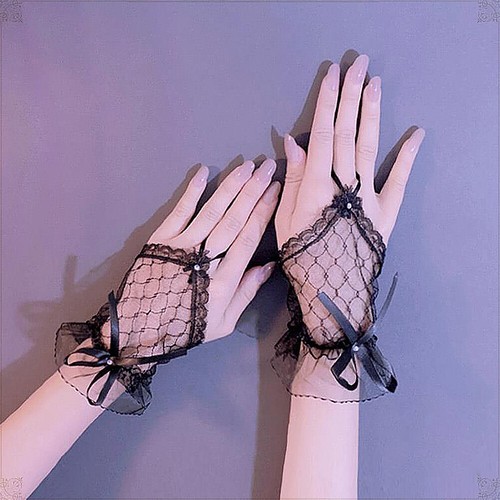 US 1~2Pairs Women Lace Fingerless Costume Gloves Bridal Wedding Party Wrist-long - Picture 4 of 19