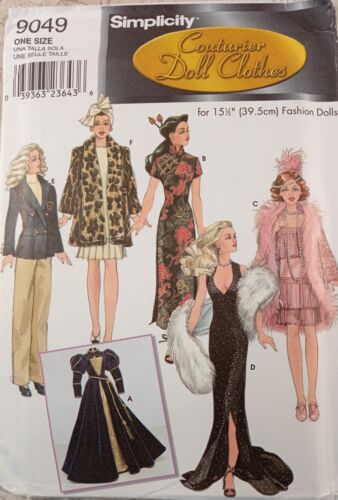 Simplicity 9049 COUTURIER 15.5" Doll Clothes Fashion Pattern UNCUT Wardrobe