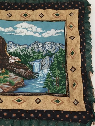 "Cubierta de almohada acolchada Wilderness Scenery Soaring Eagle decoración del hogar 15 x 16" - Imagen 3 de 9