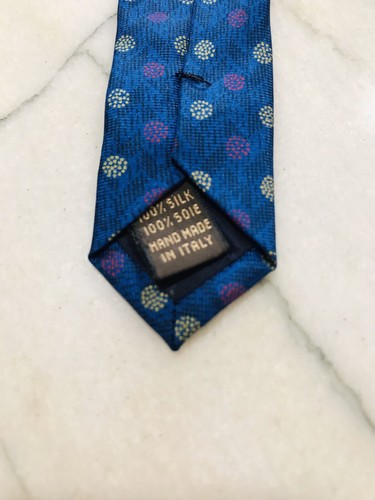 Valentino Tie Blue Navy Skinny Wide Dark Light Pattern Men’s Vintage Retro - Picture 4 of 5