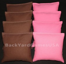 ALL WEATHER CORNHOLE BEAN BAGS Brown  Light Pink Resin Filled WATERPROOF