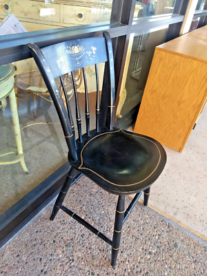 Vintage Black Nichols and Stone Desk or Vanity Chair Spindle Back