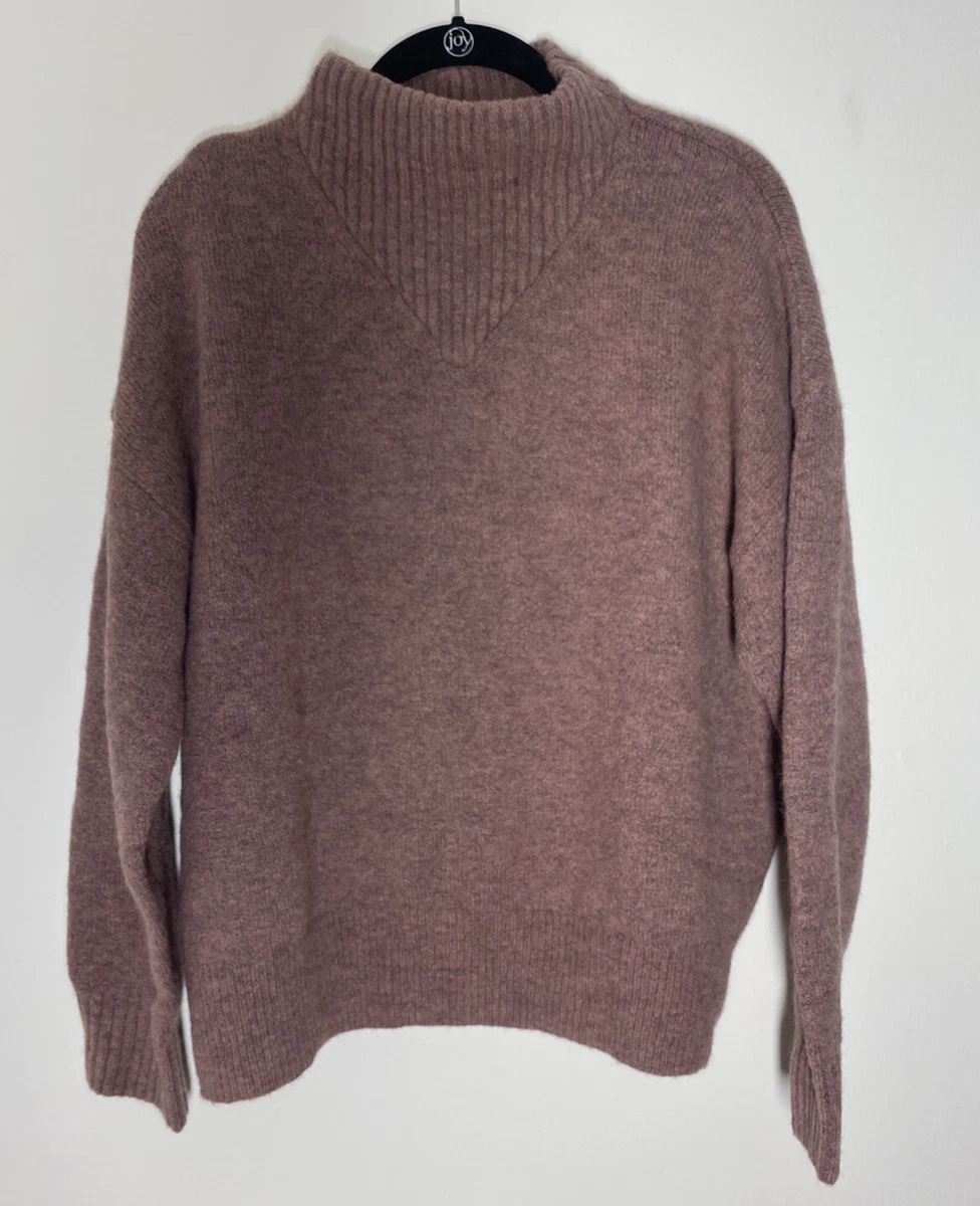 Madewell Size Large Mock Neck Fuzzy Boxy Sweater Dillon Purple
