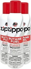 Zippo Butane Fuel 5.82 Oz / 165 Grams, Pack of 3