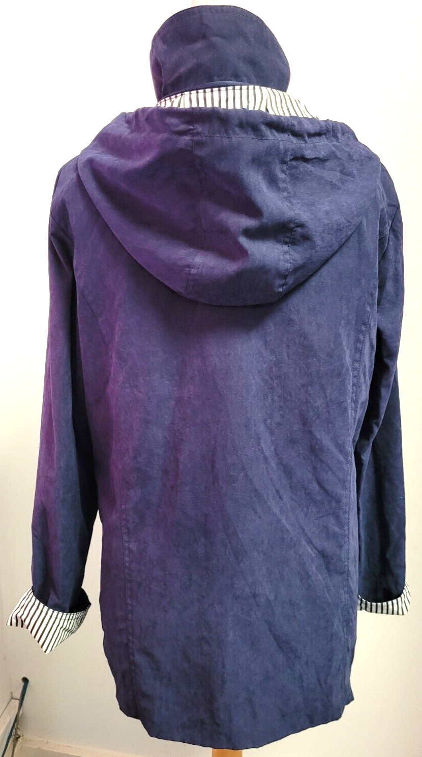 Balsamik Raincoat UK10/12 Blue Showerproof Hooded Full Zip Closure Pre-Owned image 2