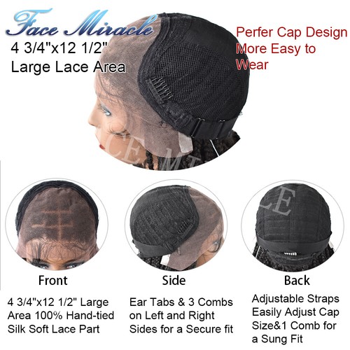 18" Box Braided Wig for Black Women Lace Front Hand Braids Synthetic Twist Wigs - Picture 9 of 28