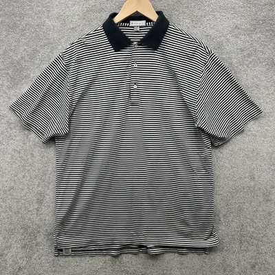 Peter Millar Poloshirt Herren Medium schwarz weiß gestreift Kurzarm Golf