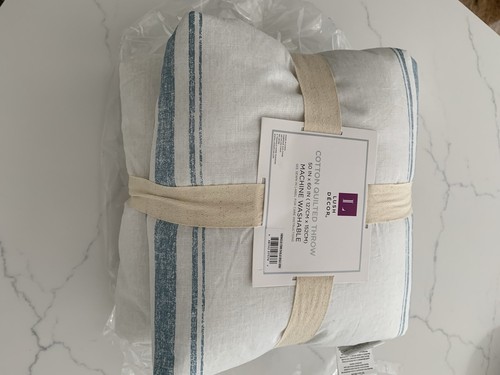 Lush Décor 50"x60" FarmhouseStripe Throw Blanket Blue New - Picture 4 of 6