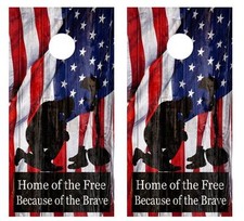 "Home of the Free" Patriotic Cornhole Board Wraps w/FREE Lamination  1529