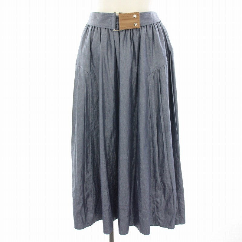 Tokyo Light Blue Pleated Gathered Skirt with Long Belt in F Size