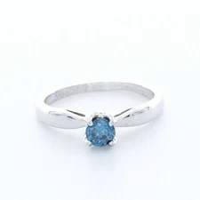 0.88ct tw Blue SI2 Round Cut Natural Certified Diamonds 18k Gold Side-Stone Ring
