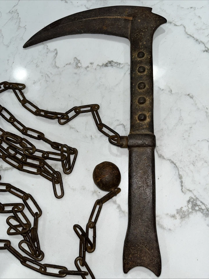 Antigua cadena japonesa Kusarigama-hoz hierro samurai Foto 2 de 4