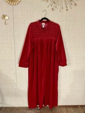 Vintage Only Necessities Velour Red Womens Robe House Coat 3/4 Zip Size 1x B36