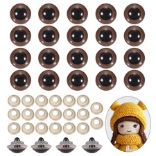 24mm Safety Eyes, 20Pcs Realistic Doll Crocheting Safety Eyes Brown