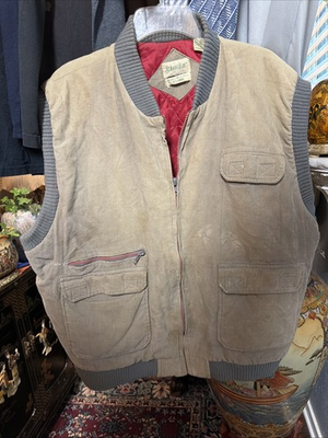 #ad #ad VTG St Johns Bay Mens Tan Corduroy Full Zip Insulated Vest Size XL Work Chore BL $50.00