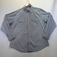 Wrangler Men's Black Striped Long Sleeve Pearl Snap Western Shirt Size XL