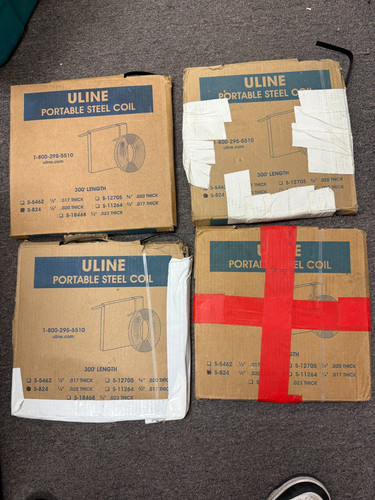Uline S-824 Portable Steel Coil 1/2in .020 Mil 300' Length 4 BOX LOT READ