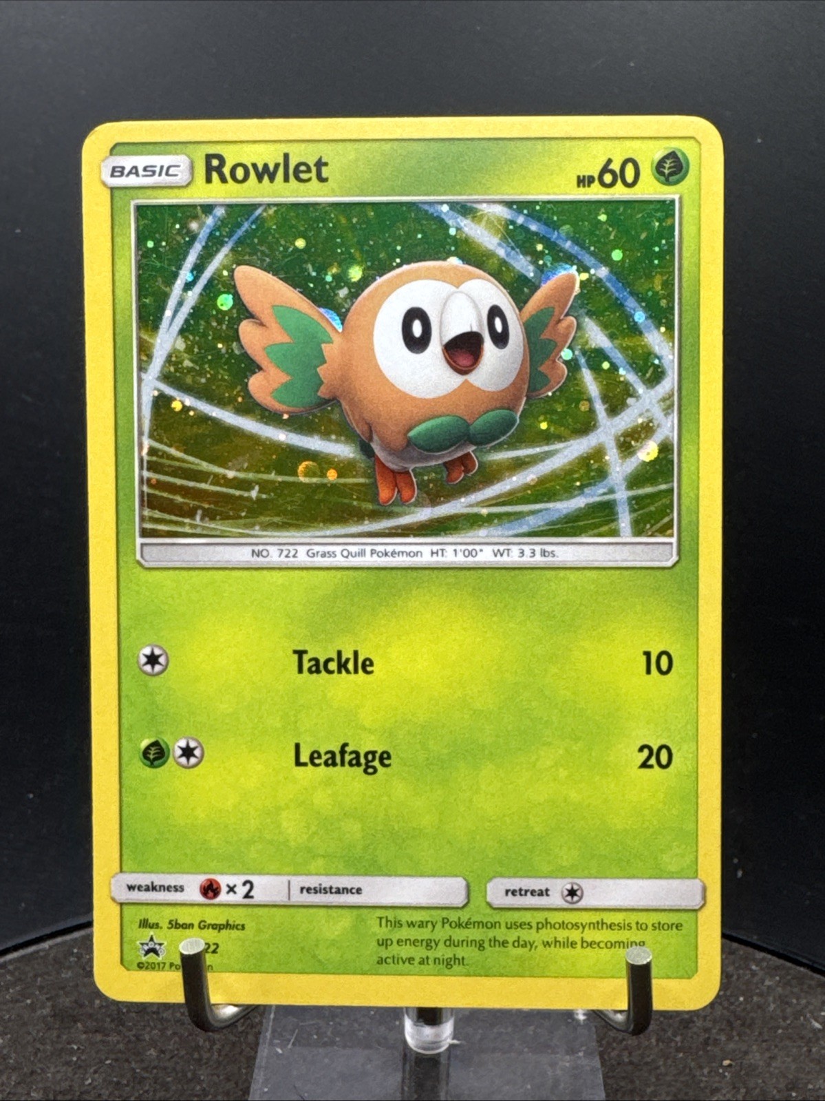 Rowlet SM22 Sun & Moon Black Star Promo Cosmos Holo Pokemon Card 
