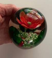 Italian Murano Style Red Lotus Flower Glass P...