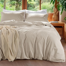 100 Linen Duvet Cover Set King Size,Durable Comforter Cover Soft Breathable