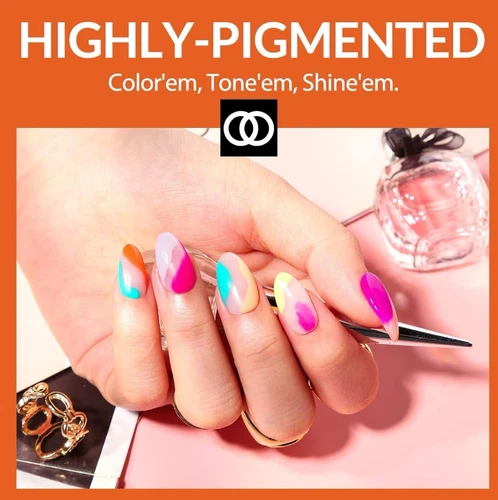 Lagunamoon 25pcs Gel Nail Polish Set Variety Rainbow Colours No Wipe Top Coat - Picture 3 of 14