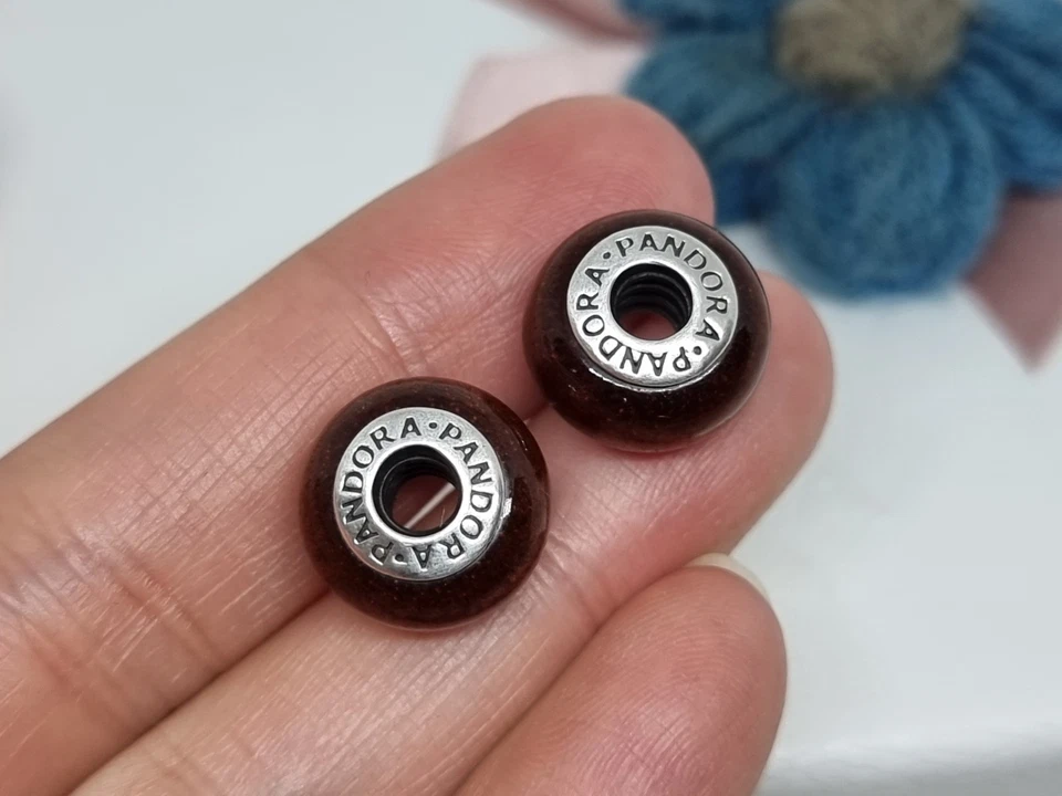 Genuino Pandora Plata y Muirapiranga Madera Dije X 2 💕925 ALE Retirado 2014 Foto 4 de 4