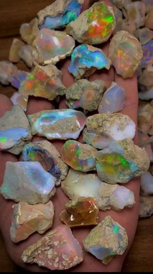 Ethiopian Welo Opal Rough Lot Intense Play of color Multi fire Natural Dry Raw
