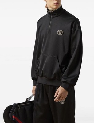 Gucci Technical Jersey Half Zip Black Jacket Men's Size L