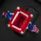 Attractive Blood Red Ruby Baguette 4.40Ct 925 Sterling Silver White Gold Rings